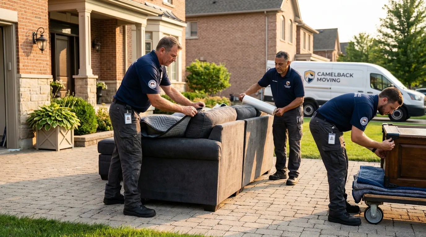 Large estate moving crew wrapping furniture in Kincaid, IL