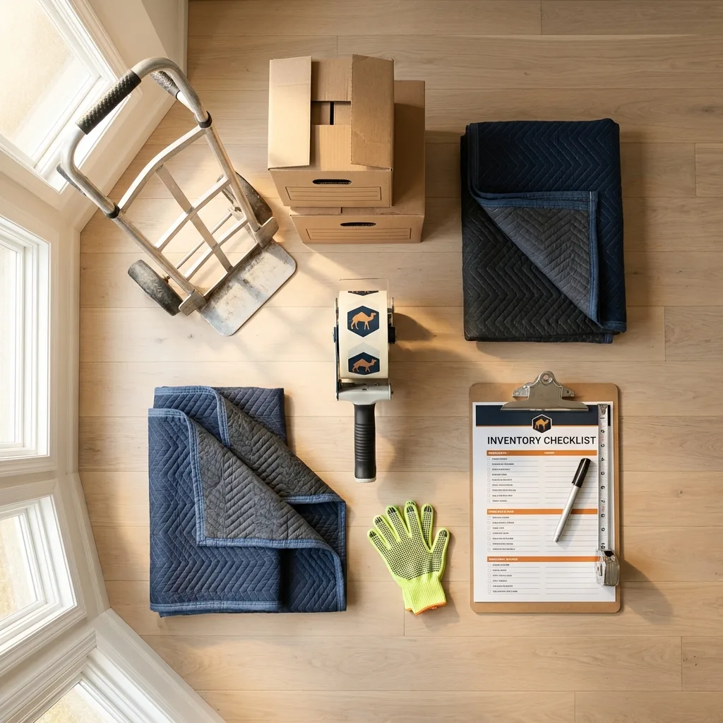 Professional moving supplies and packing materials layout for Kincaid residential relocations